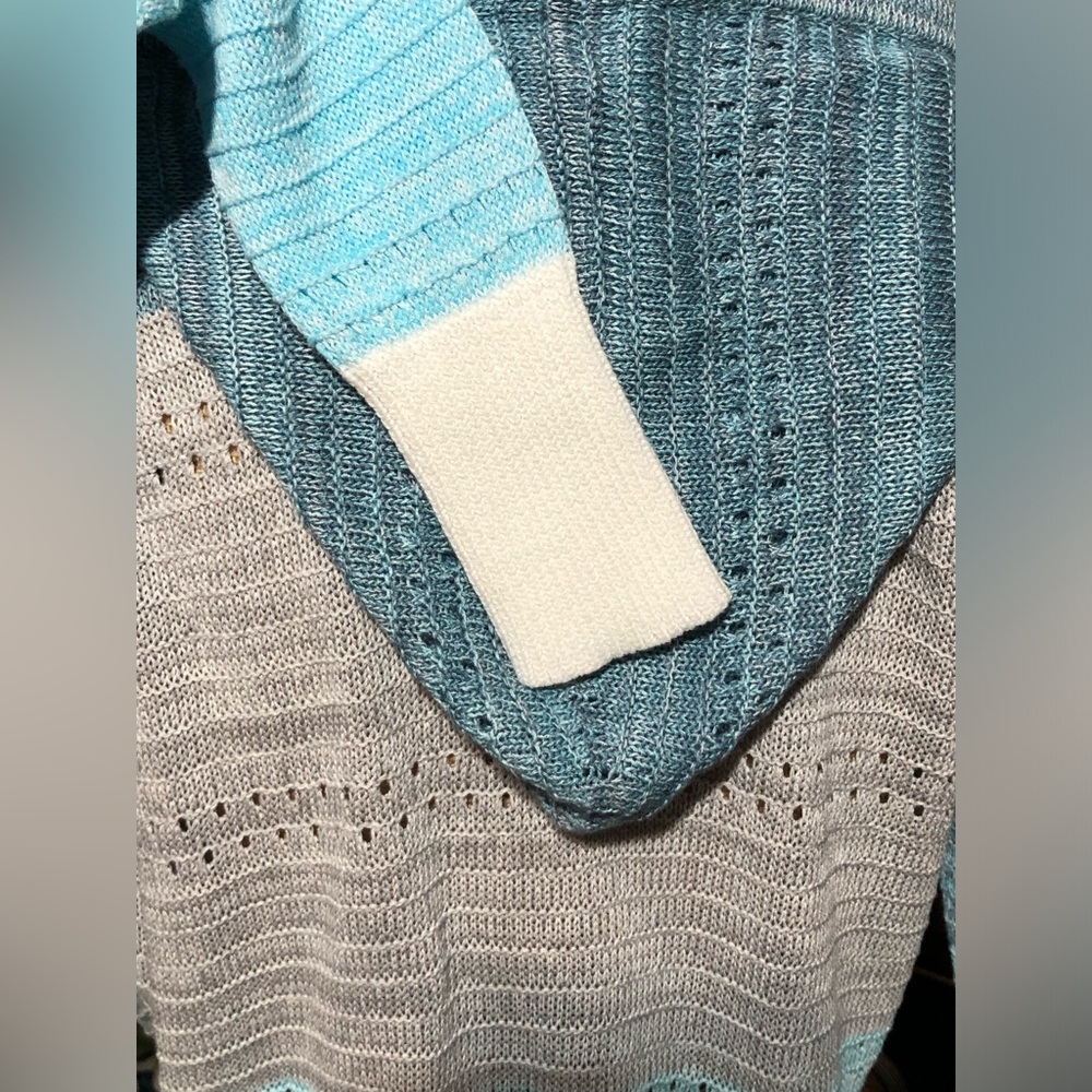 BTFBM Blue & White Zip Up Hooded Sweater NWOT! - Picture 6 of 9